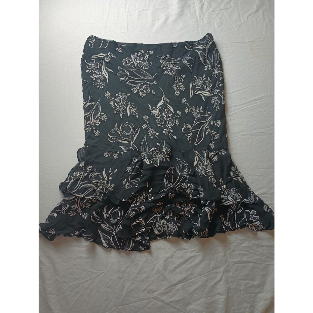 Vintage Y2K‎ Causal Corner Floral Black Skirt Clueless Ruffle Black Women Sz 4